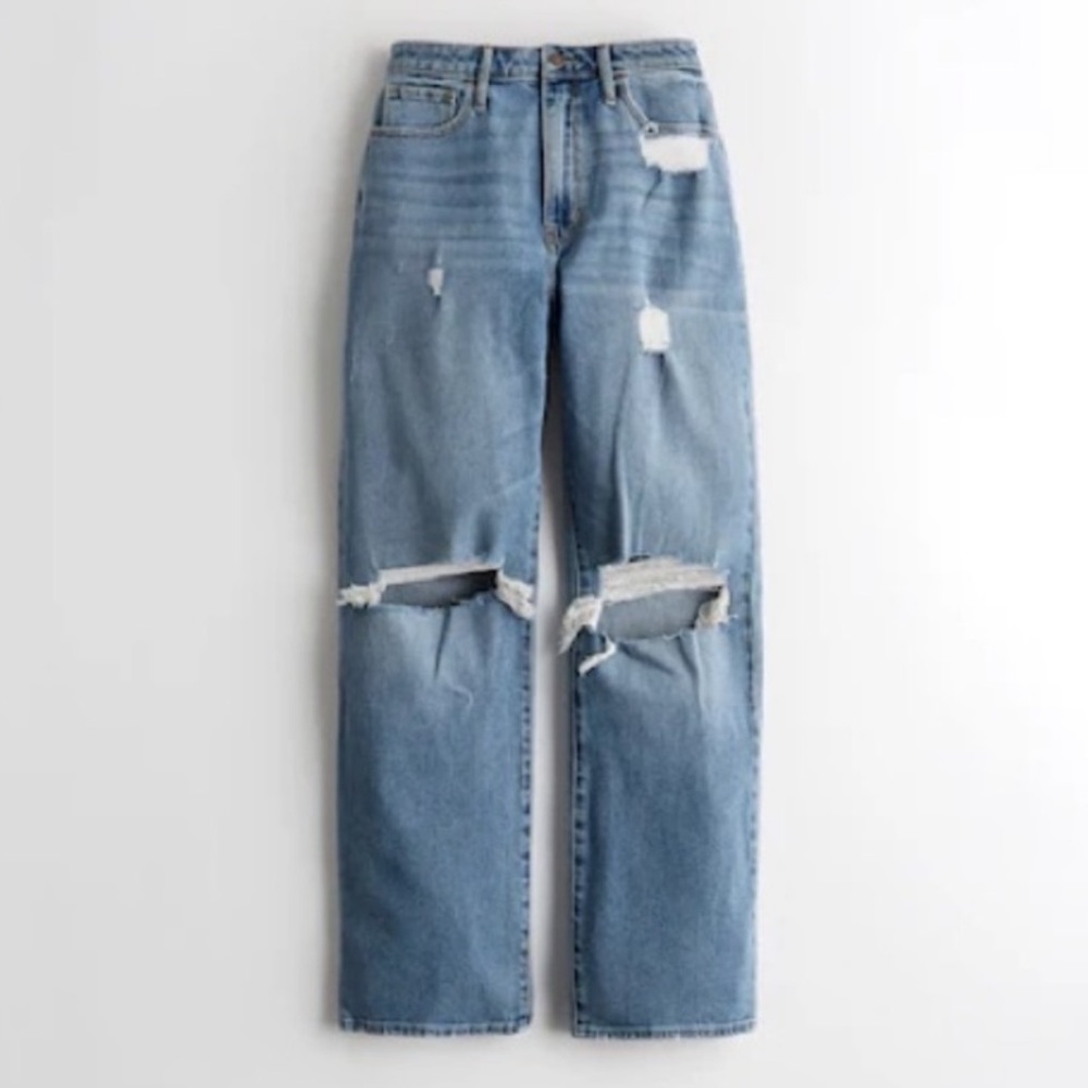 Hollister Ultra High Rise Dad Jean Medium Wash 5R 27 vintage stretch